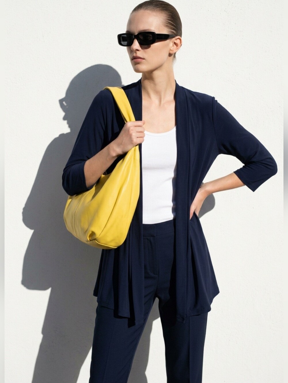 Nina Leonard Deep Blue Knit Cardigan